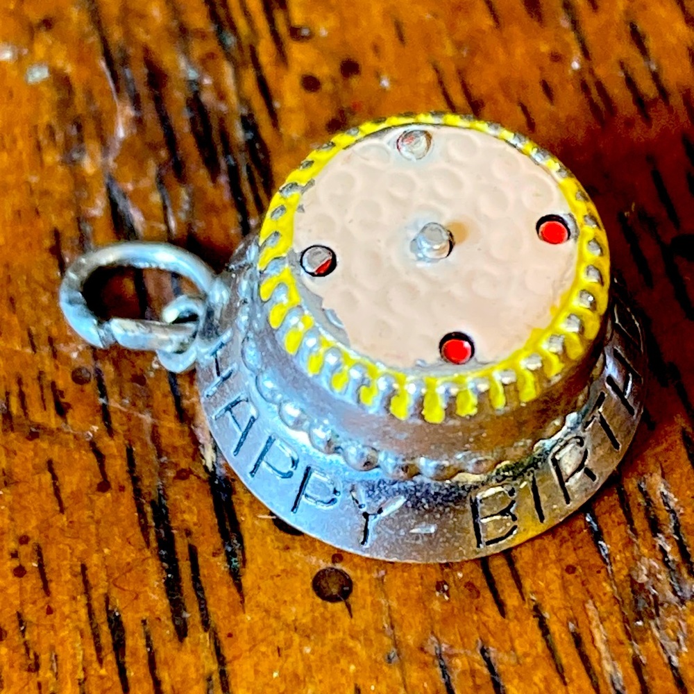 Sterling with enamel, movable, happy birthday to you charm